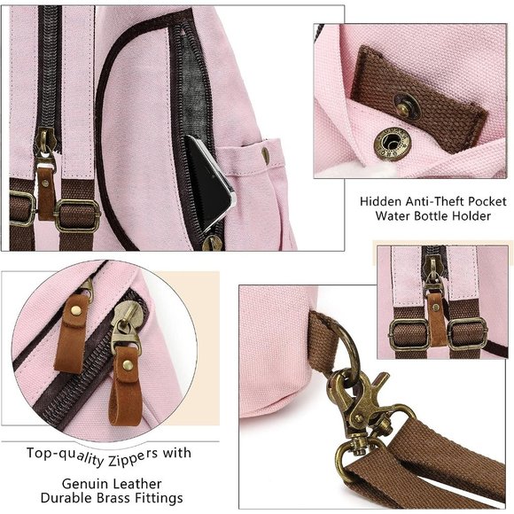 Women Small Casual Canvas Sling Crossbody Shoulder Backpack main image 5